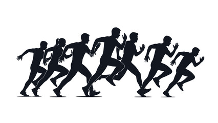 Group of people running together in a race