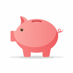 Stylized Pink Piggy Bank Illustration for Savings, Finances and Investment Concepts. Cute Cartoon Design