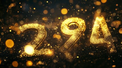 Glittering digital number 294 against a dark background with bokeh