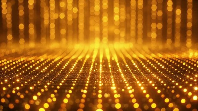 Golden light dots shining in radial pattern