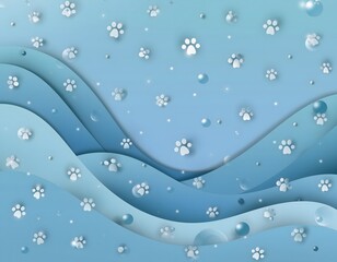 Soft Blue Pet Care Template with Tiny Paw Icons, Gentle Minimal Design for Animal Services, Veterinary, and Pet Branding