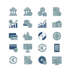 Finance and Banking Icon Set &ndash; Money Accounting Investment Vector Collection