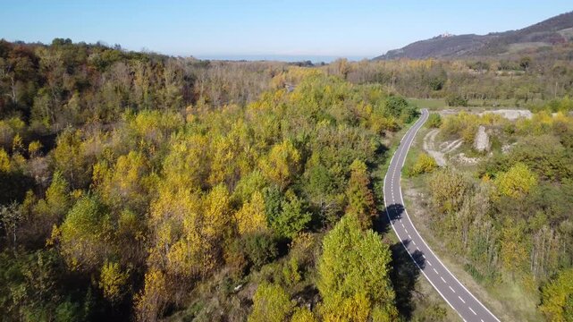 View from above of the cycle path between Voghera and Varzi, Italy