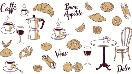 Cafe Coffee Doodle Illustration Set &ndash; Hand Drawn Coffee Shop Vector Collection