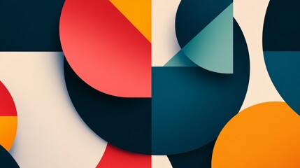 Dynamic geometric design featuring large shapes and vibrant colors for modern learning environments and presentations