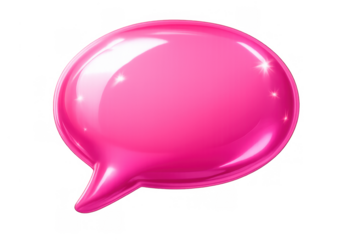 Pink glossy speech bubble 3d render, representing social media chat, online communication, and dialogue message icon