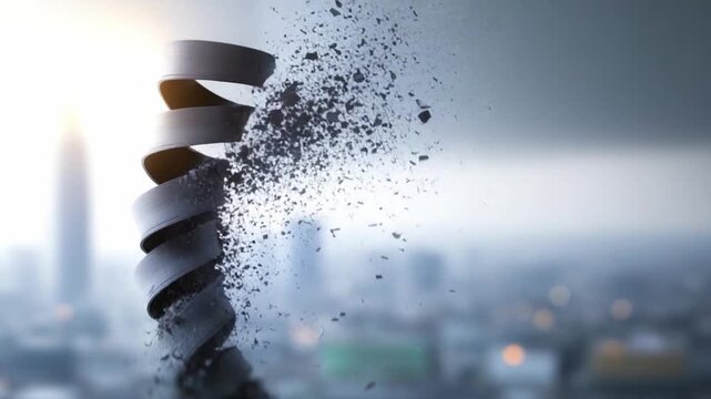 Rising from the City: A compelling abstract image of a swirling vortex, rising gracefully amidst a blurred city skyline, showcasing a powerful visual