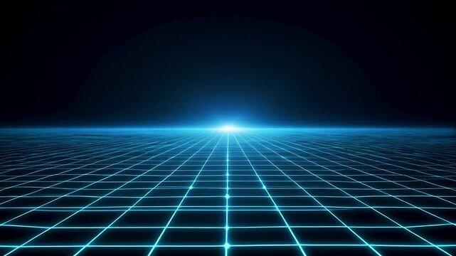 Futuristic digital grid landscape background animation