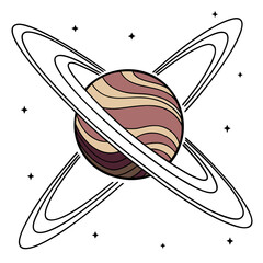 Floating planet with reflected ring shadows white background © md solaimas