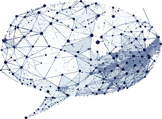 Speech Bubble Formed from Tiny Interconnected Dots Representing Communication and Digital Networking