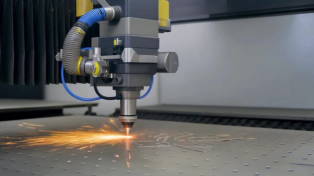 4K laser engraving machine etching pattern into material shot view