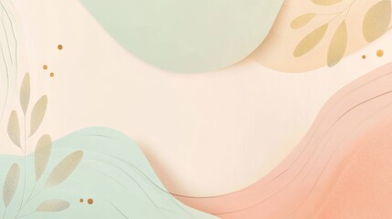 Minimal spring holiday background with soft pastel shapes and curves providing space for text or messages focused on modern seasonal themes in a clean setting