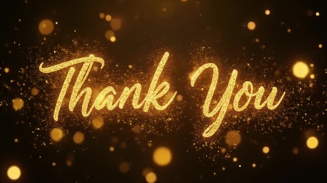 Golden sparkly thank you message with bokeh effect