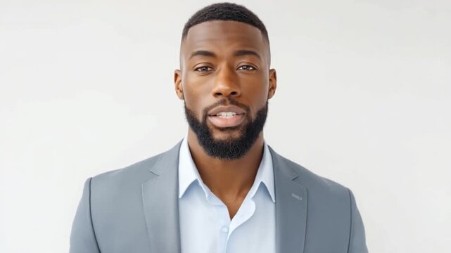 Confident professional: A close-up shot of a poised and distinguished man, dressed in formal attire, exudes self-assuredness with a serious yet approachable expression.