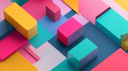 Obraz premium Colorful blocks and flowing shapes create an abstract background for education and creative events during daytime activities