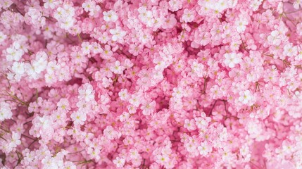 Obraz premium Background filled with pink gypsophila flowers viewed from above during daylight with flowers arranged in a natural pattern across the surface