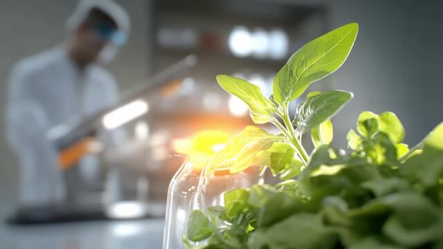Innovation Unveiled: A budding sprout in a scientific setting, illuminated by the promise of scientific discovery and the marvels of research.
