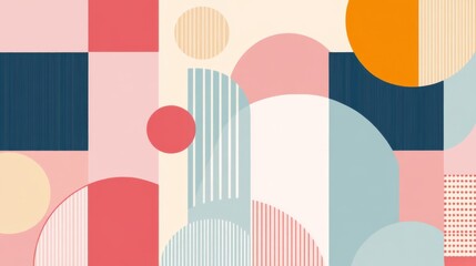 Playful abstract geometric design with rounded shapes in vivid pastel tones for educational and back to school themes in a modern minimal style