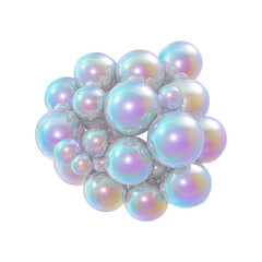 Fototapeta premium Iridescent Bubble Cluster. Abstract Art And Digital Design. Isolated On Transparent Background