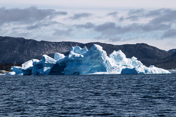 Closeup of Blue Glacial Ice in Disko Bay, Greenland © Michel
