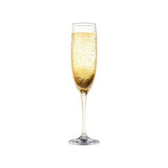 Champagne Flute With Sparkling Wine. Celebration And Elegance In Fine Dining. Isolated On Transparent Background