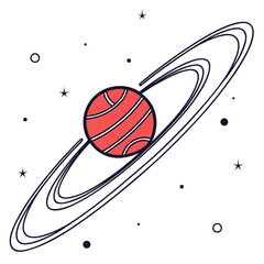 Red planet with ring system and stars space © shahin10