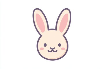 Obraz premium Cute Easter bunny head icon design with rounded shapes and soft pastel fill suitable for modern user interface applications and digital art projects