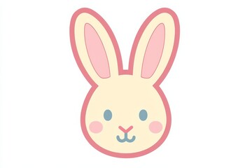 Fototapeta premium Simple design of an Easter bunny head icon with rounded shapes and soft colors set against a clean white background suitable for modern user interface applications