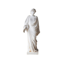 Ancient Greek Marble Statue Of A Woman. Classical Art And Cultural Heritage. Isolated On Transparent Background