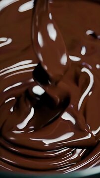 close up melted liquid chocolate. Filmed on a high-speed camera at 1000 fps. High quality FullHD footage. 