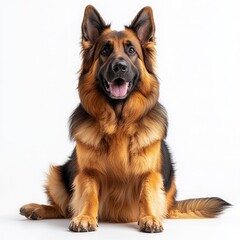 Fototapeta premium German Shepherd Dog Sitting Isolated on White Background