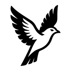 Obraz premium Minimal abstract bird logo design in a clean flat vector style. Black or other monochrome symbol isolated on a white background suitable for corporate, technology, finance, creative, and branding use.