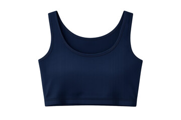 Navy blue sports bra or crop top for activewear, sportswear, and athletic training apparel on transparent background