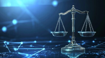 Symbol of justice displayed in modern setting emphasizing ethical leadership in AI and emerging technologies