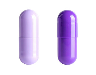Two capsules in complementary pastel hues, with a smooth and glossy finish