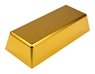 A gleaming, rectangular ingot of precious metal, reflecting light and isolated on black