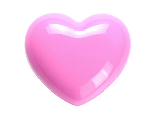 A 3D render of a glossy, pink heart floating against a black background