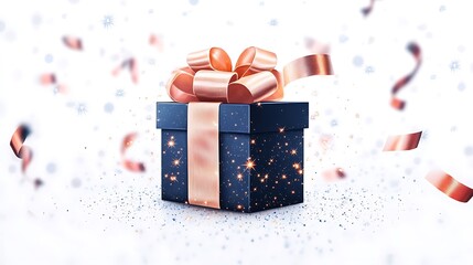 Luxurious gift box with rose gold bow and starry night sky design