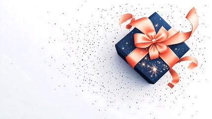 Beautifully wrapped gift box with elegant ribbon and starry design