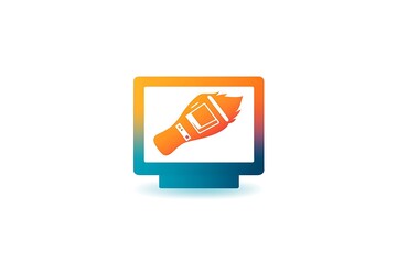 Vibrant digital art brush on modern computer screen with colorful gradient