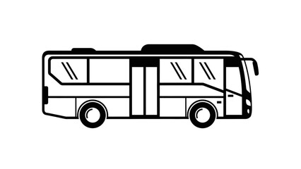 City bus icon, public transit vehicle silhouette, urban transportation vector illustration.
