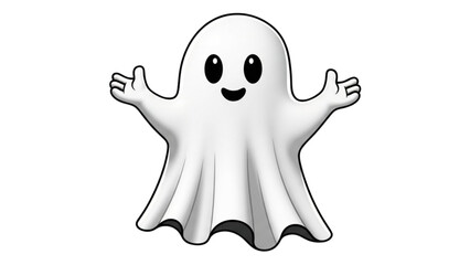 Obraz premium A cheerful ghost character giving a thumbs up gesture with a friendly smile