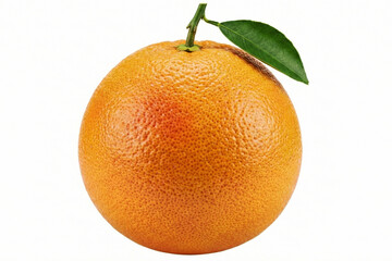 Fresh Ripe Grapefruit with Green Leaf Isolated on White Background