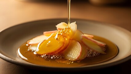 Delicious Sliced Apples Drizzled with Golden Honey