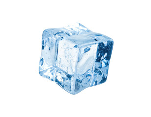 Close-up of a perfectly formed, transparent ice cube, isolated against a black background