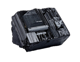 A close-up view of a dark, crystalline mineral specimen with a highly reflective surface