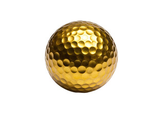 A close-up shot of a golden sphere with textured surface. Isolated on black background