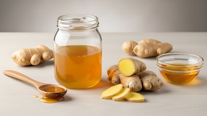 Natural Ginger and Honey Elixir Preparation for Wellness and Traditional Health Remedies