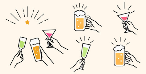 Cheers Celebration Icon &ndash; Clinking Drink Glasses Illustration