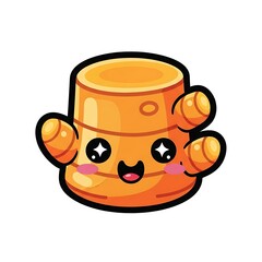 Fototapeta premium Cartoon honey pot character smiling face.